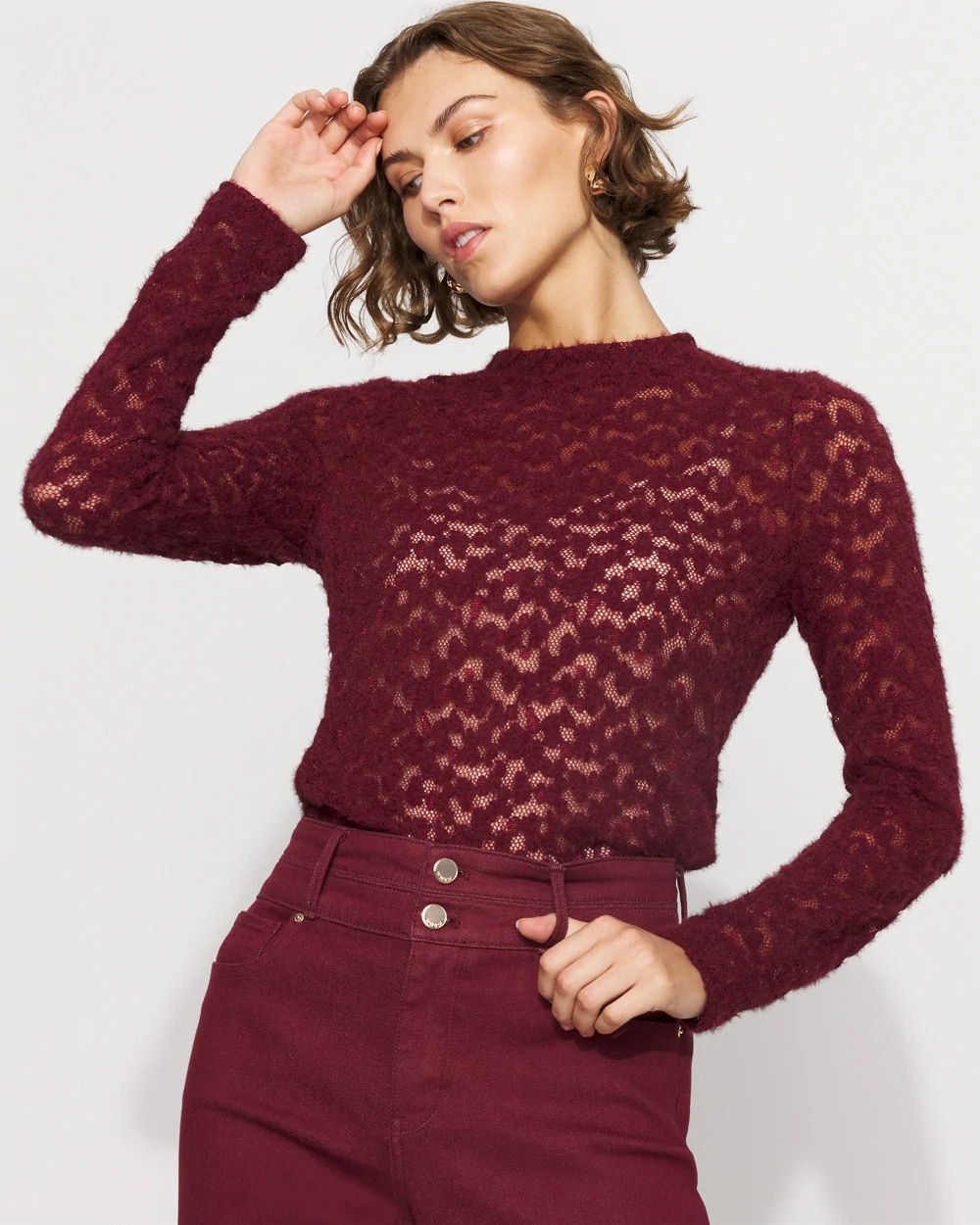Textured Lace Mockneck Top | White House Black Market Textured Lace Mockneck Top | White House Black Market